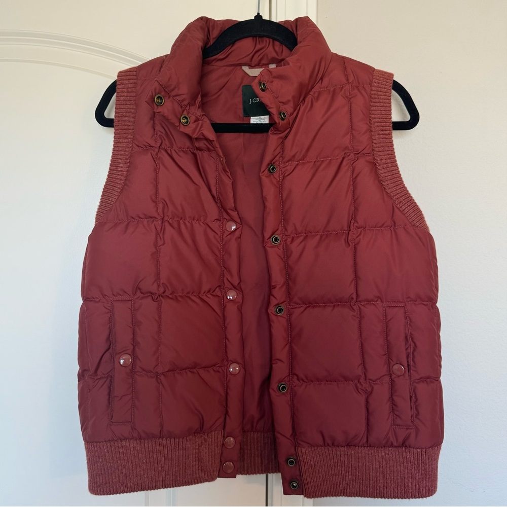 Copper Orange-Red J.Crew Quilted Down-Fill Puffer Vest Size Small